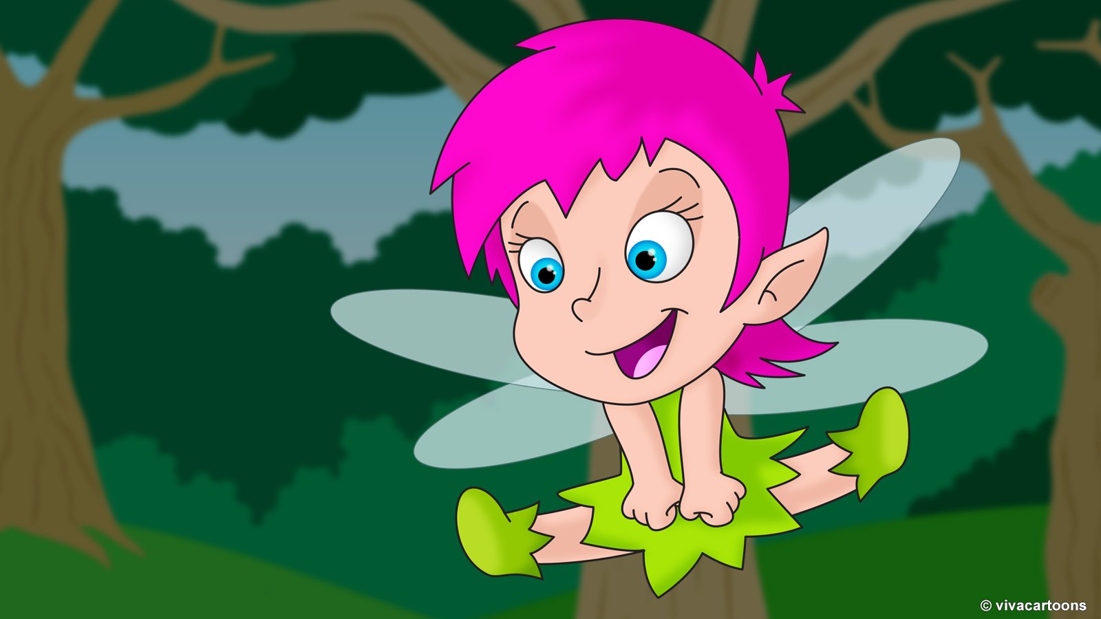 Cute flying fairy character illustration with wings